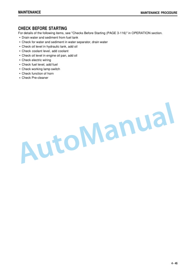 Komatsu PC110-8M0 Hydraulic Excavator Operation and Maintenance Manual YEAM204700-00-5
