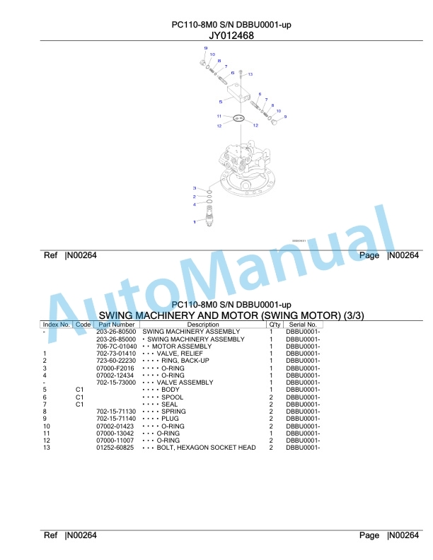 Komatsu PC110-8M0 Hydraulic Excavator Parts Manual DBBU0001-up-5