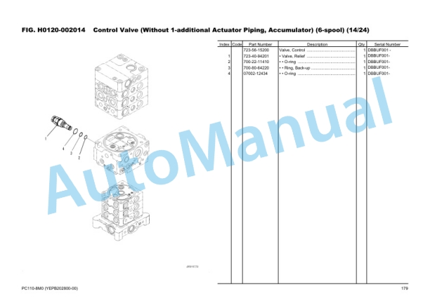 Komatsu PC110-8M0 Hydraulic Excavator Parts Manual YEPB202800-00-3