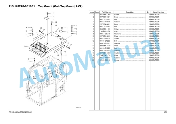 Komatsu PC110-8M0 Hydraulic Excavator Parts Manual YEPB202800-00-4