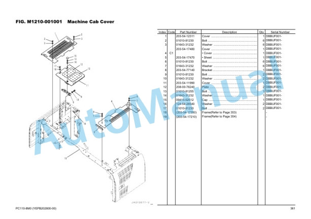 Komatsu PC110-8M0 Hydraulic Excavator Parts Manual YEPB202800-00-5