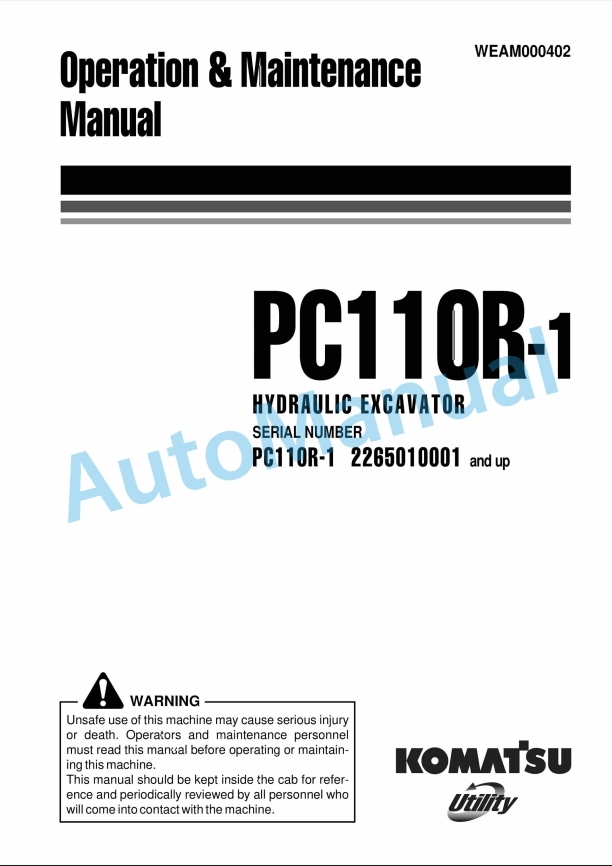 Komatsu PC110R-1 Hydraulic Excavator Operation and Maintenance Manual WEAM000402