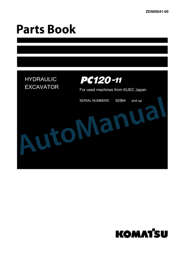 Komatsu PC120-11 Hydraulic Excavator Parts Manual ZEN00041-00