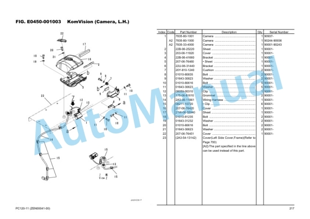 Komatsu PC120-11 Hydraulic Excavator Parts Manual ZEN00041-00-2