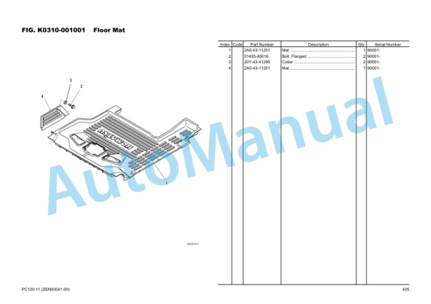 Komatsu PC120-11 Hydraulic Excavator Parts Manual ZEN00041-00-3