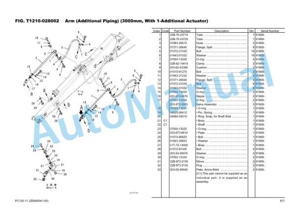Komatsu PC120-11 Hydraulic Excavator Parts Manual ZEN00041-00-5