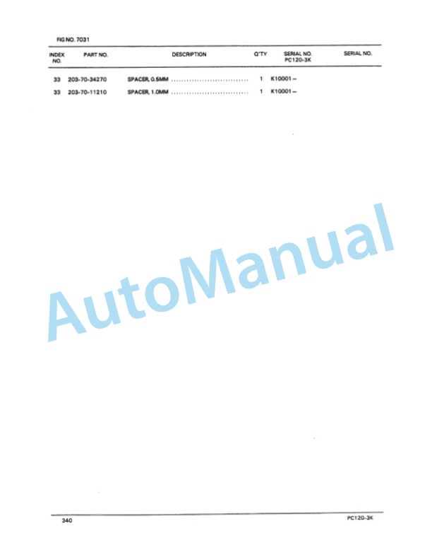 Komatsu PC120-3K Excavator Parts Manual PEPBK2020301-5