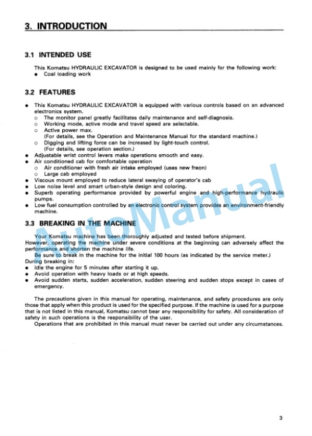 Komatsu PC120-6 Excel Hydraulic Excavator Operation and Maintenance Manual SEAM024700-3