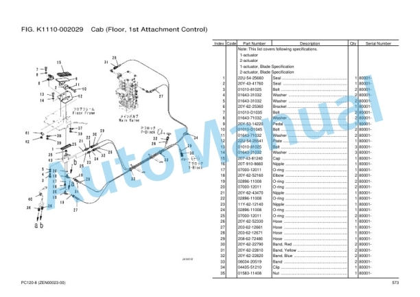 Komatsu PC120-8, SAA4D95LE-5D Parts Manual ZEN00023-00-4