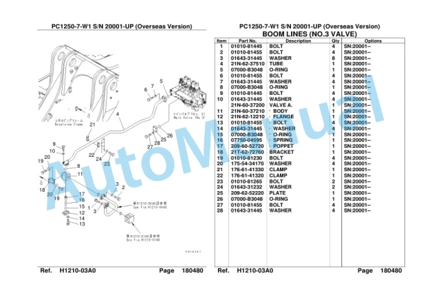 Komatsu PC1250-7-W1 Hydraulic Excavator Parts Manual SAA6D0LC-3
