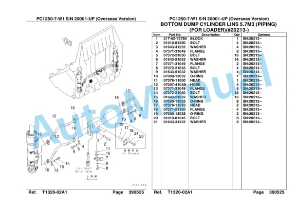 Komatsu PC1250-7-W1 Hydraulic Excavator Parts Manual SAA6D0LC-5