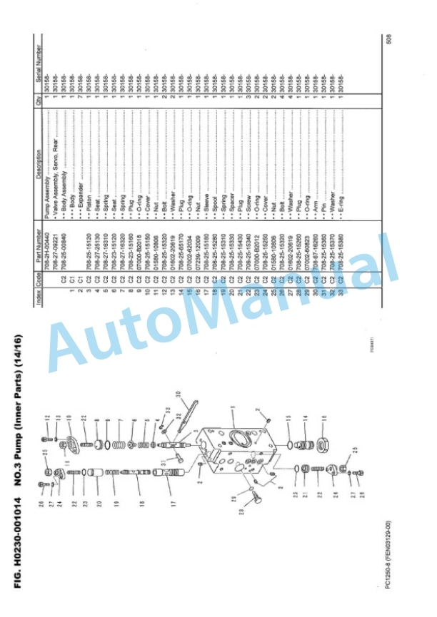 Komatsu PC1250-8 Hydraulic Excavator Parts Manual FEN03129-00-3