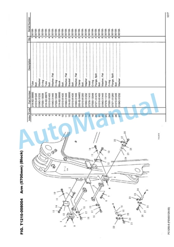 Komatsu PC1250-8 Hydraulic Excavator Parts Manual FEN03129-00-5