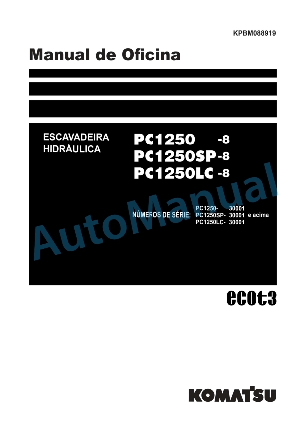 Komatsu PC1250-8, PC1250LC-8, PC1250SP-8 Hydraulic Excavator Shop Manual KPBM088919