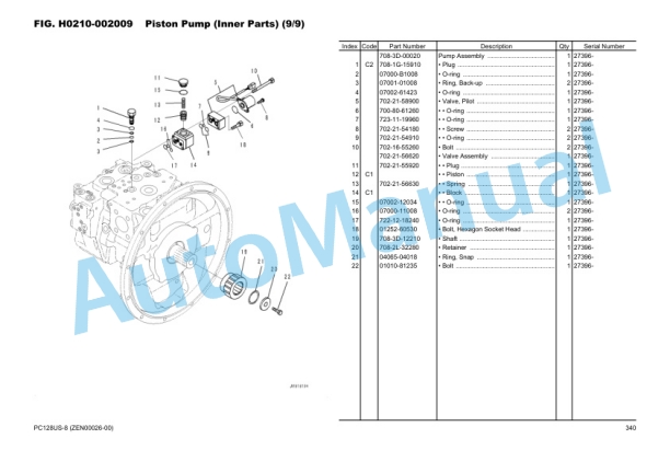 Komatsu PC128US-8, SAA4D95LE-5A Parts Manual ZEN00026-00-3