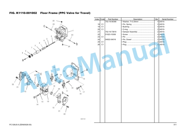Komatsu PC128US-8, SAA4D95LE-5A Parts Manual ZEN00026-00-4