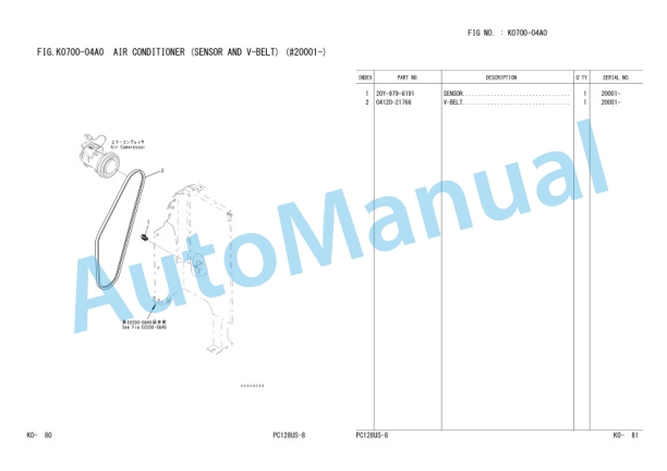 Komatsu PC128US-8-W Parts Manual ZEN00027-00-3