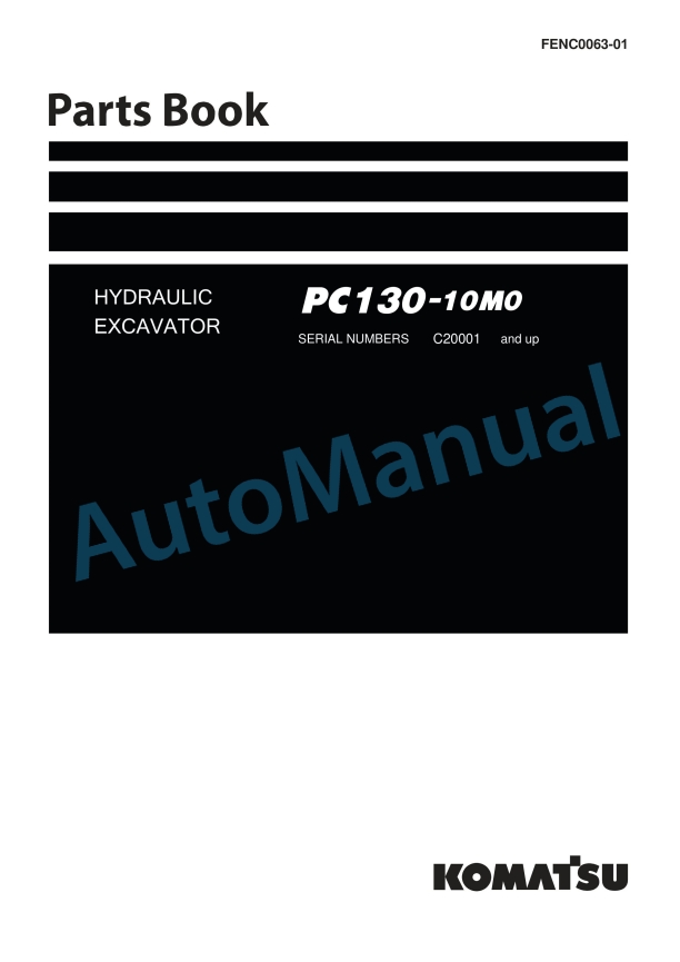 Komatsu PC130-10M0 Hydraulic Excavator Parts Manual FENC0063-01