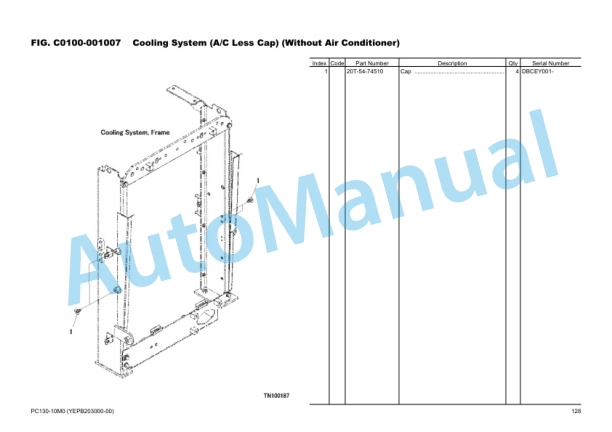Komatsu PC130-10M0 Hydraulic Excavator Parts Manual YEPB203000-00-2