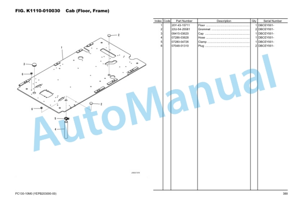 Komatsu PC130-10M0 Hydraulic Excavator Parts Manual YEPB203000-00-4