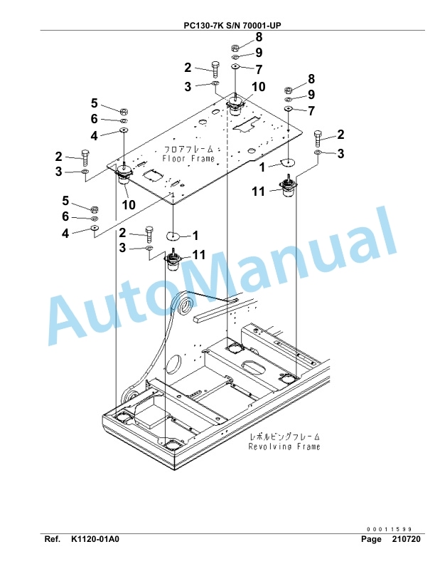 Komatsu PC130-7K Hydraulic Excavator Parts Manual SAA4D95U-3