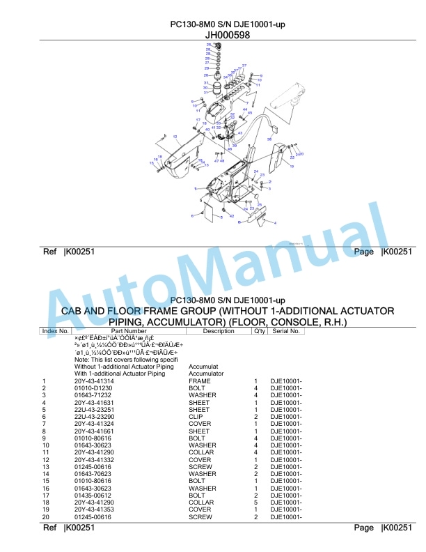 Komatsu PC130-8M0 Hydraulic Excavator Parts Manual DJE10001-up-4