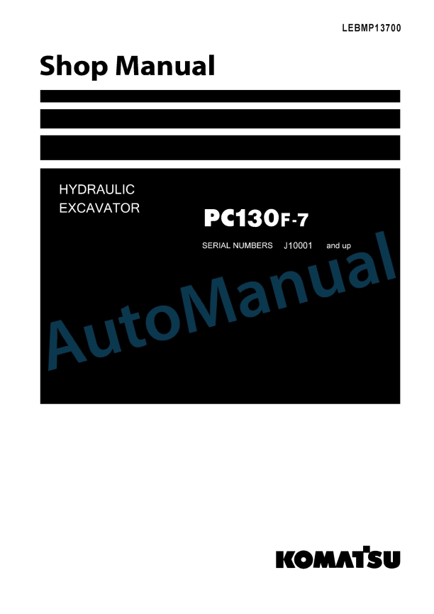 Komatsu PC130F-7 Hydraulic Excavator Shop Manual LEBMP13700