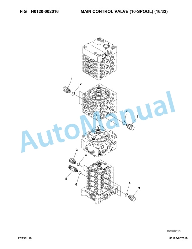 Komatsu PC130US-10 Hydraulic Excavator Parts Manual F40003-UP-2