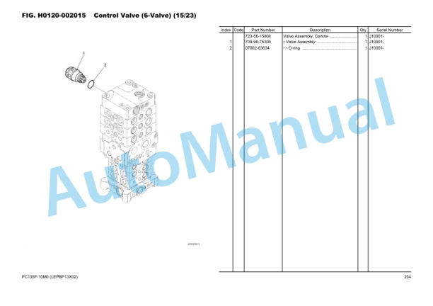 Komatsu PC135F-10M0 Hydraulic Excavator Parts Manual LEPBP13X02-3