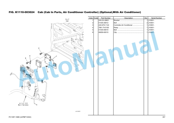 Komatsu PC135F-10M0 Hydraulic Excavator Parts Manual LEPBP13X02-4