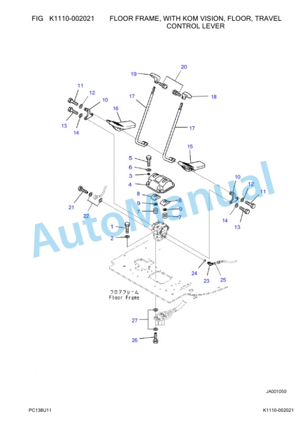 Komatsu PC138US-11 Hydraulic Excavator Parts Manual F50001 AND UP-4