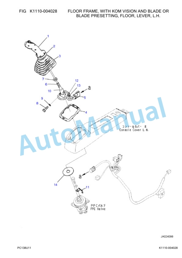 Komatsu PC138US-11 Hydraulic Excavator Parts Manual F50001 AND UP-5