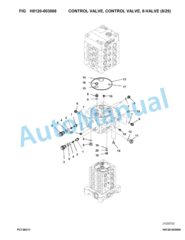 Komatsu PC138US-11 Hydraulic Excavator Parts Manual F50001-UP-2