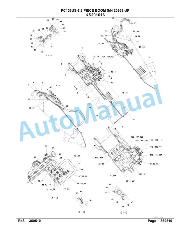 Komatsu PC138US-8 2 Piece Boom Hydraulic Excavator Parts Manual 20868-UP-3