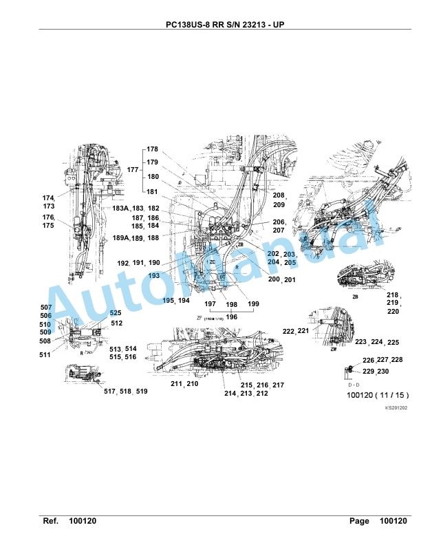 Komatsu PC138US-8 RR Hydraulic Excavator Parts Manual 23213 - UP-2