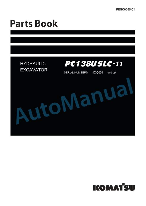 Komatsu PC138USLC-11 Hydraulic Excavator Parts Manual FENC0065-01