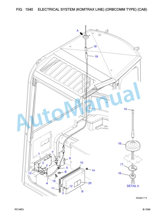 Komatsu PC14R-3 Hydraulic Excavator Parts Manual 7U2780-2