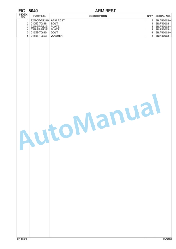 Komatsu PC14R-3 Hydraulic Excavator Parts Manual 7U2780-3