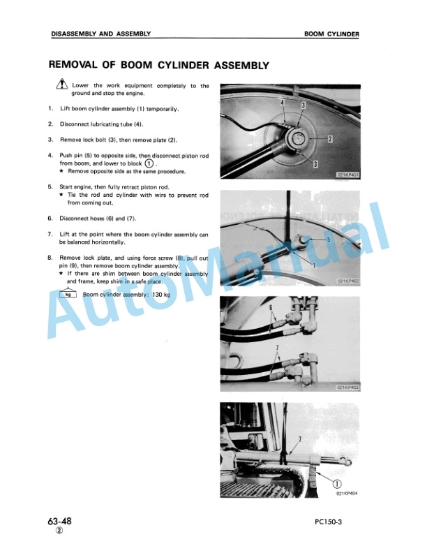 Komatsu PC150-3, PC150LC-3 Hydraulic Excavator Shop Manual SEBM021K0304-5