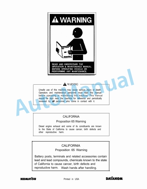Komatsu PC150-6K, PC150LC-6K Hydraulic Excavator Operation and Maintenance Manual UEAM000403