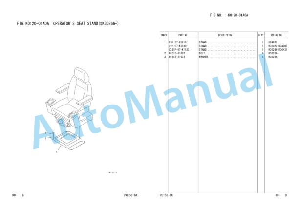 Komatsu PC150-6K, PC150LC-6K Parts Manual UEPB000609-3