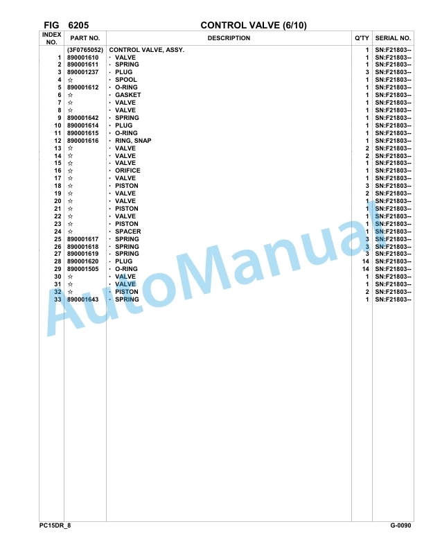Komatsu PC15R-8 Deluxe Hydraulic Excavator Parts Manual F21803-Up-4