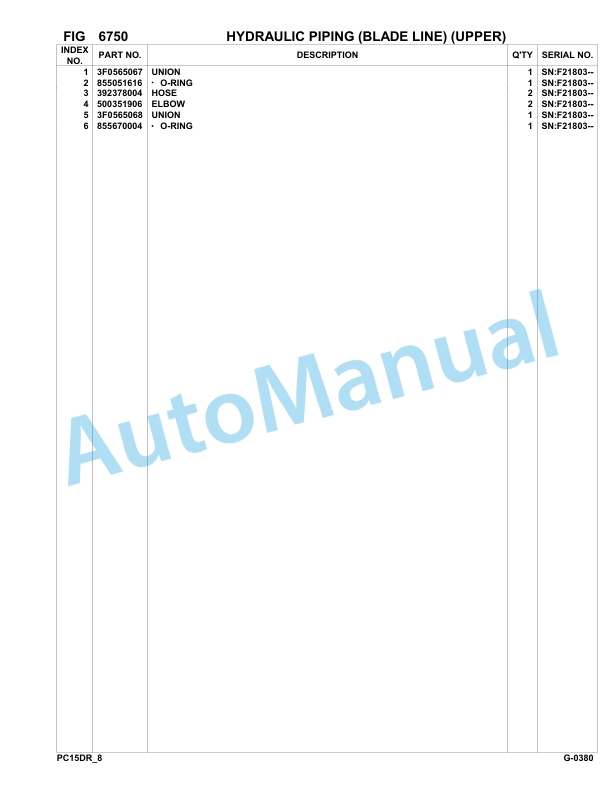 Komatsu PC15R-8 Deluxe Hydraulic Excavator Parts Manual F21803-Up-5