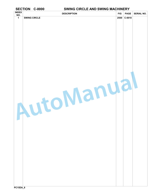 Komatsu PC15R-8 Deluxe Hydraulic Excavator Parts Manual F22426-Up-2
