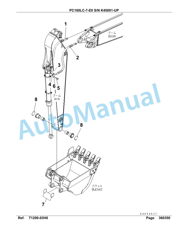 Komatsu PC160LC-7-E0 Hydraulic Excavator Parts Manual SAA4D16U-4