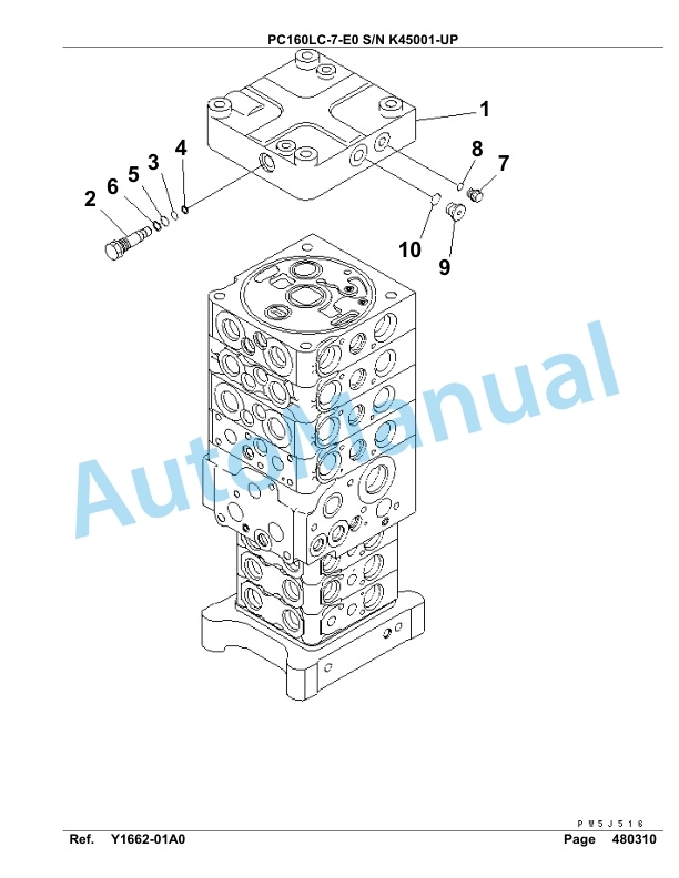 Komatsu PC160LC-7-E0 Hydraulic Excavator Parts Manual SAA4D16U-5