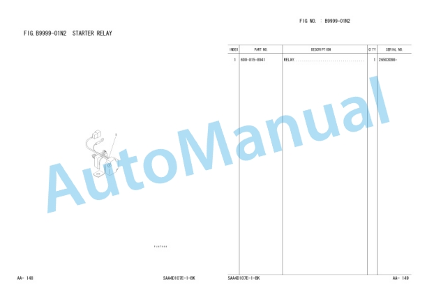 Komatsu PC160LC-7 Hydraulic Excavator Parts Manual FEN00436-02-2