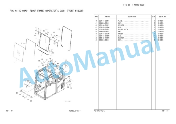 Komatsu PC160LC-7 Hydraulic Excavator Parts Manual FEN00436-02-3