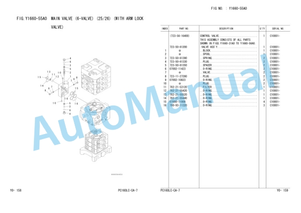 Komatsu PC160LC-7 Hydraulic Excavator Parts Manual FEN00436-02-5