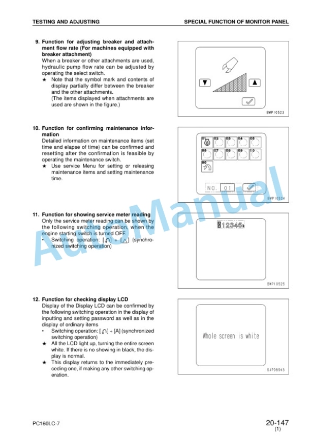 Komatsu PC160LC-7 Hydraulic Excavator Shop Manual SEBM028601-2
